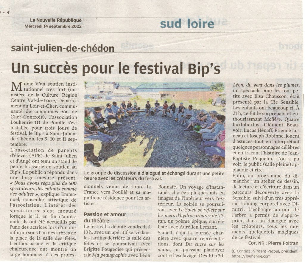 article2 de la Nouvelle République_festival Bip'S 2022